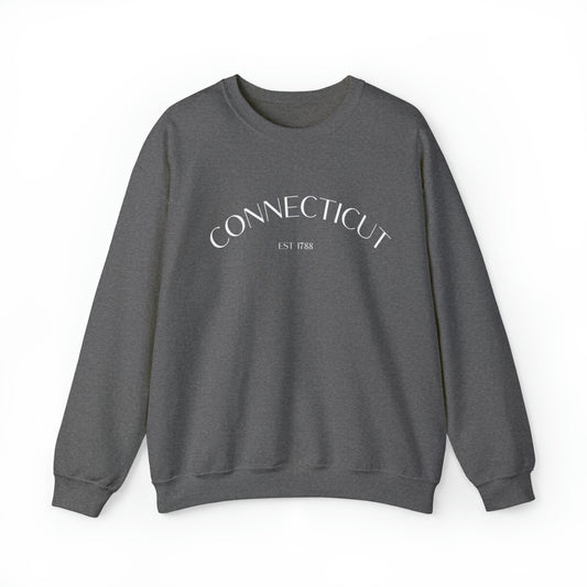 Connecticut Crewneck Sweatshirt in White Font