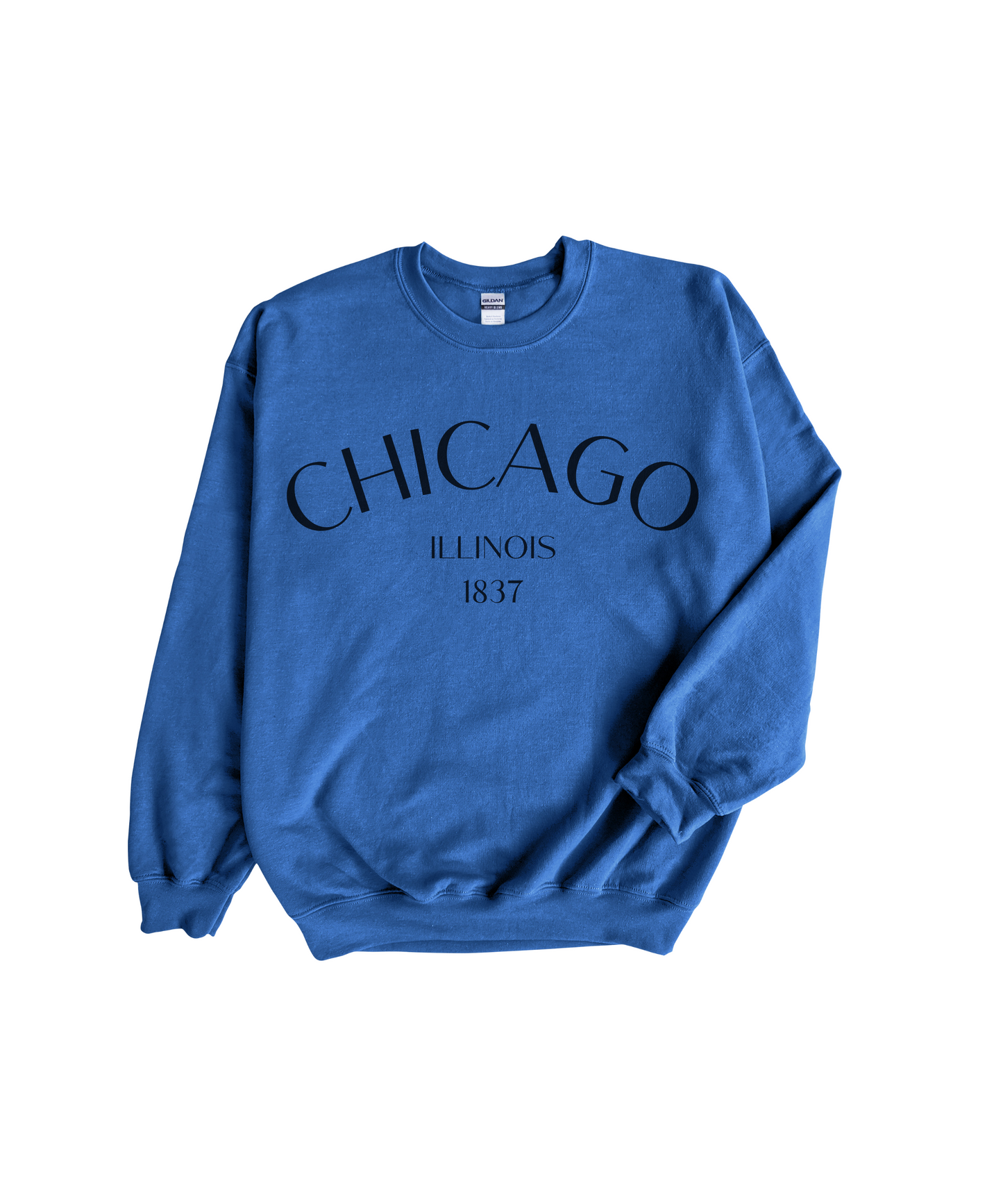 Chicago Illinois Crewneck Sweatshirt in Black Font