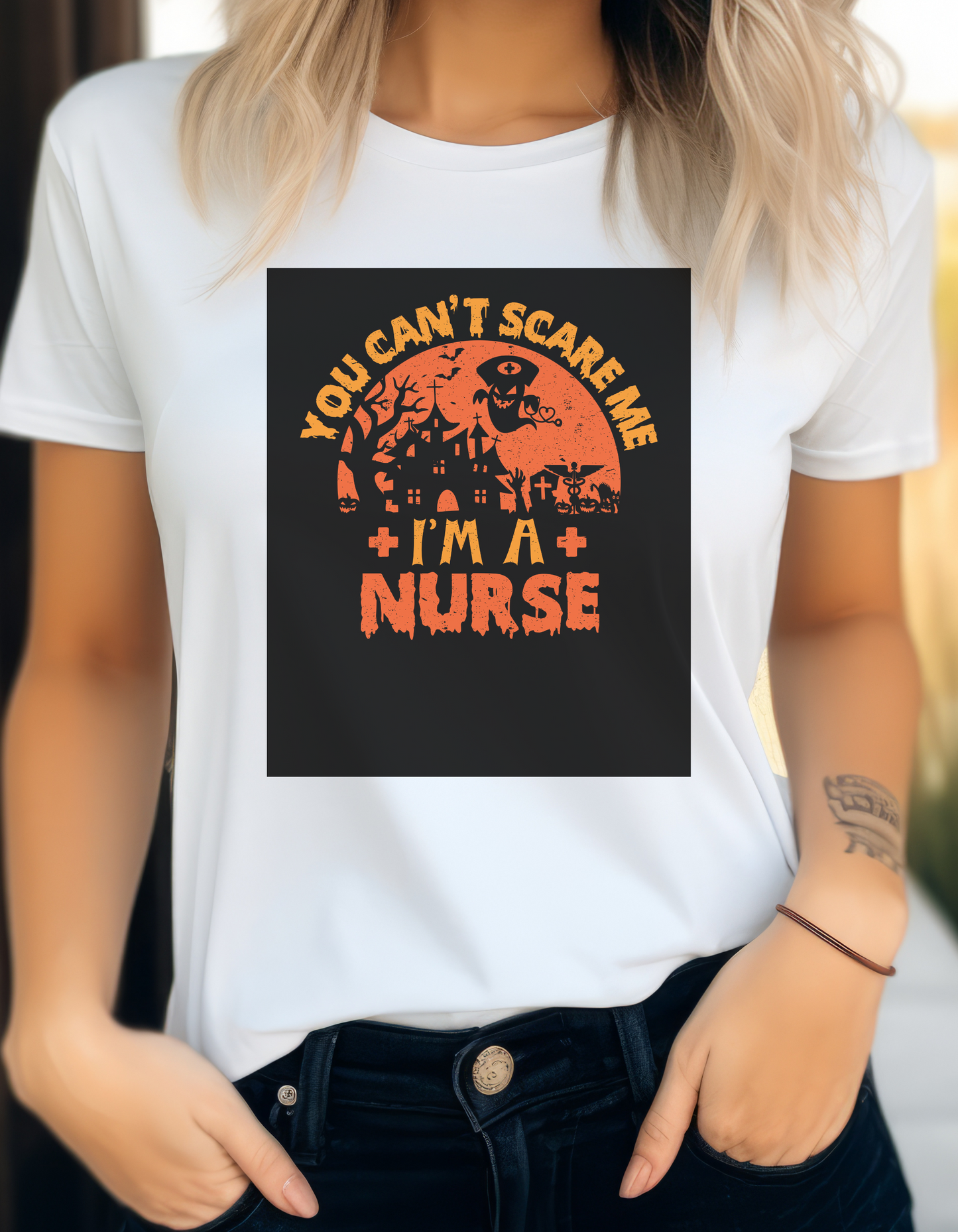 You Can't Scare me I'm a Nurse Halloween T-Shirt