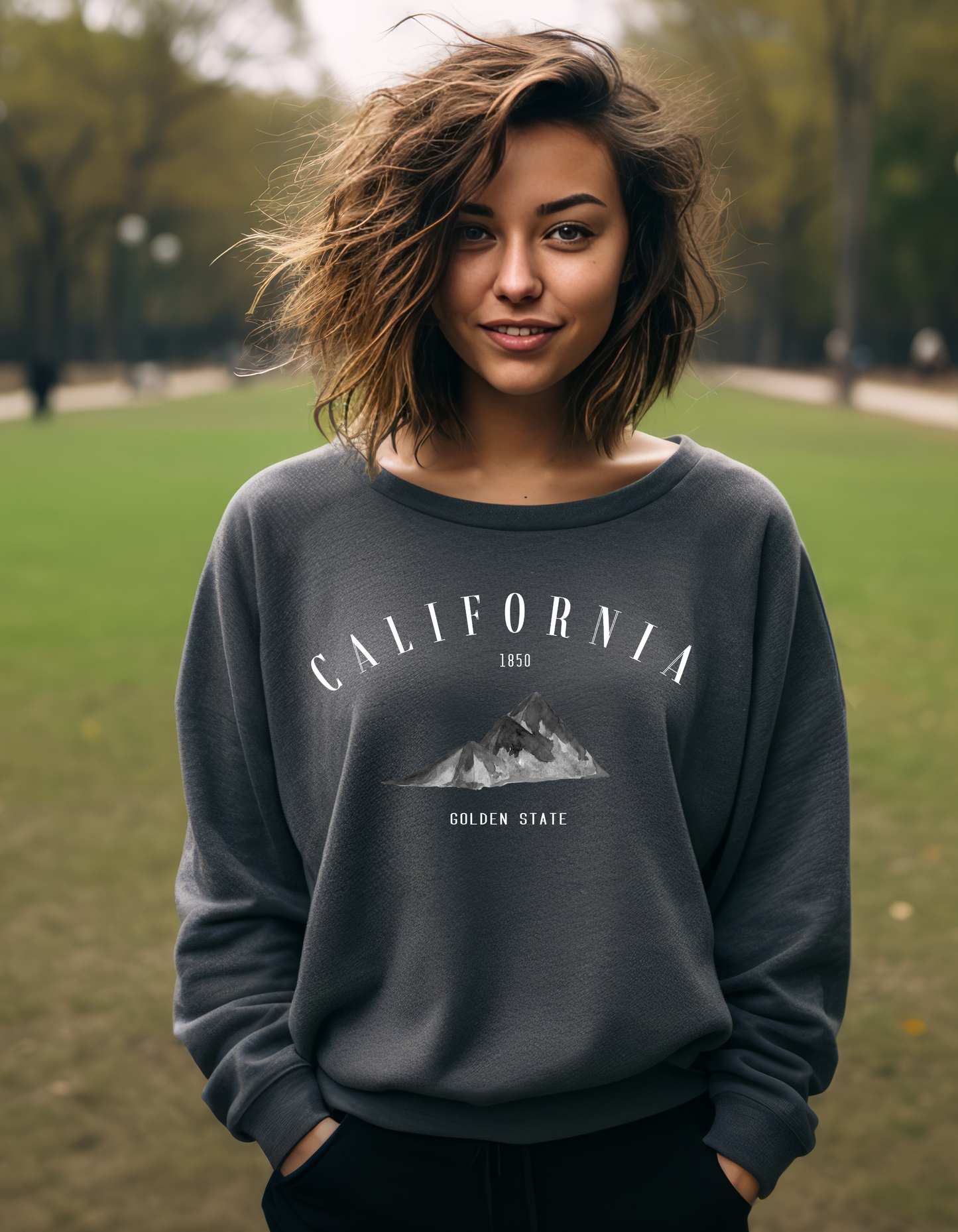 State of California in White Sweatshirt