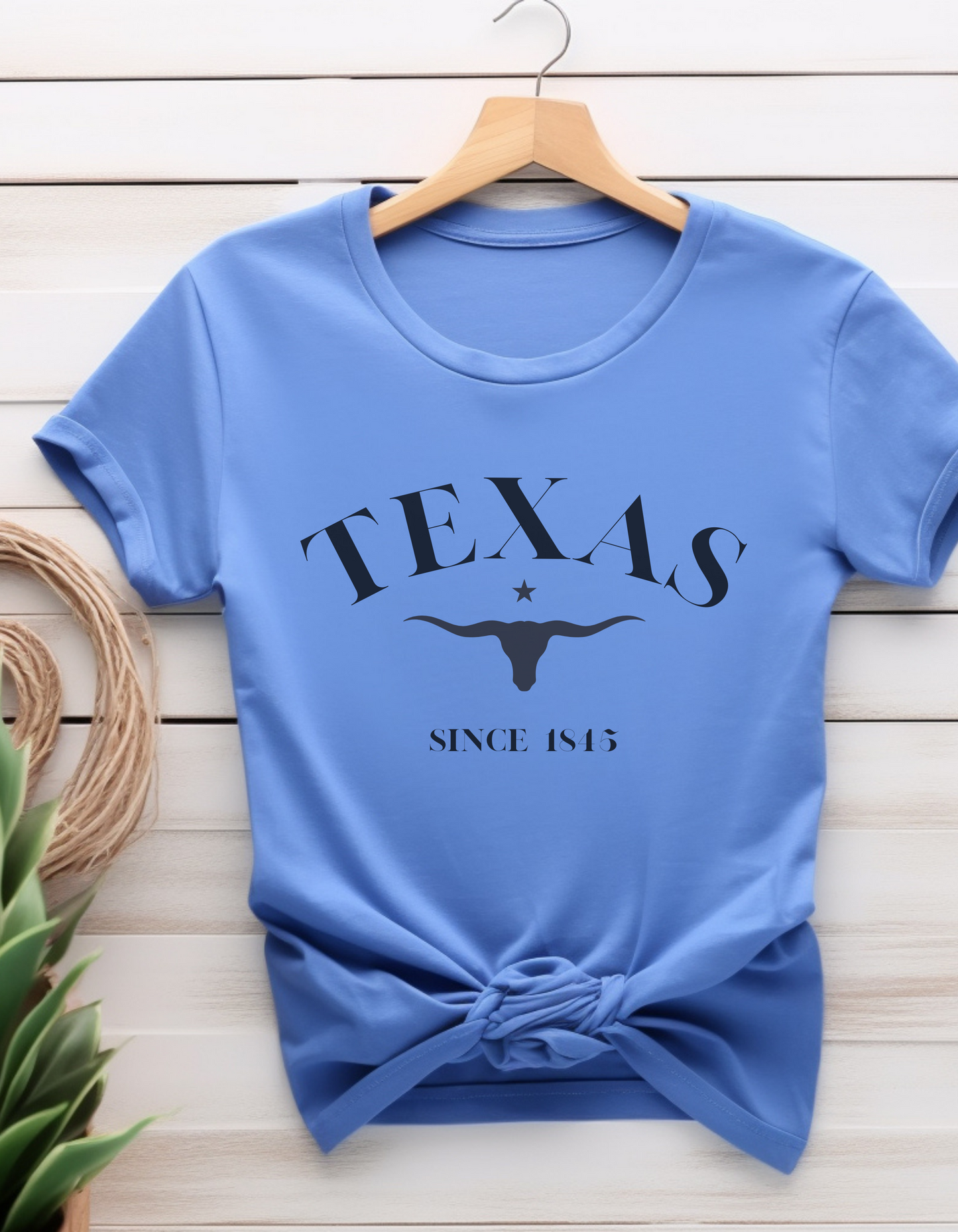 Texas Tee with Long Horn Graphic in Black Short Sleeve Tee