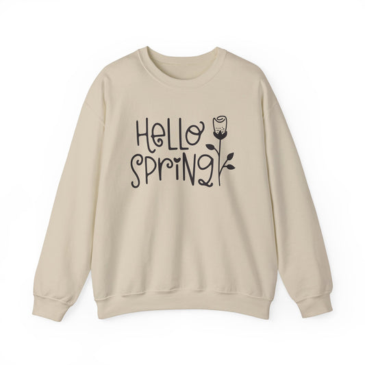 Hello Spring with Tulip Crewneck Sweatshirt