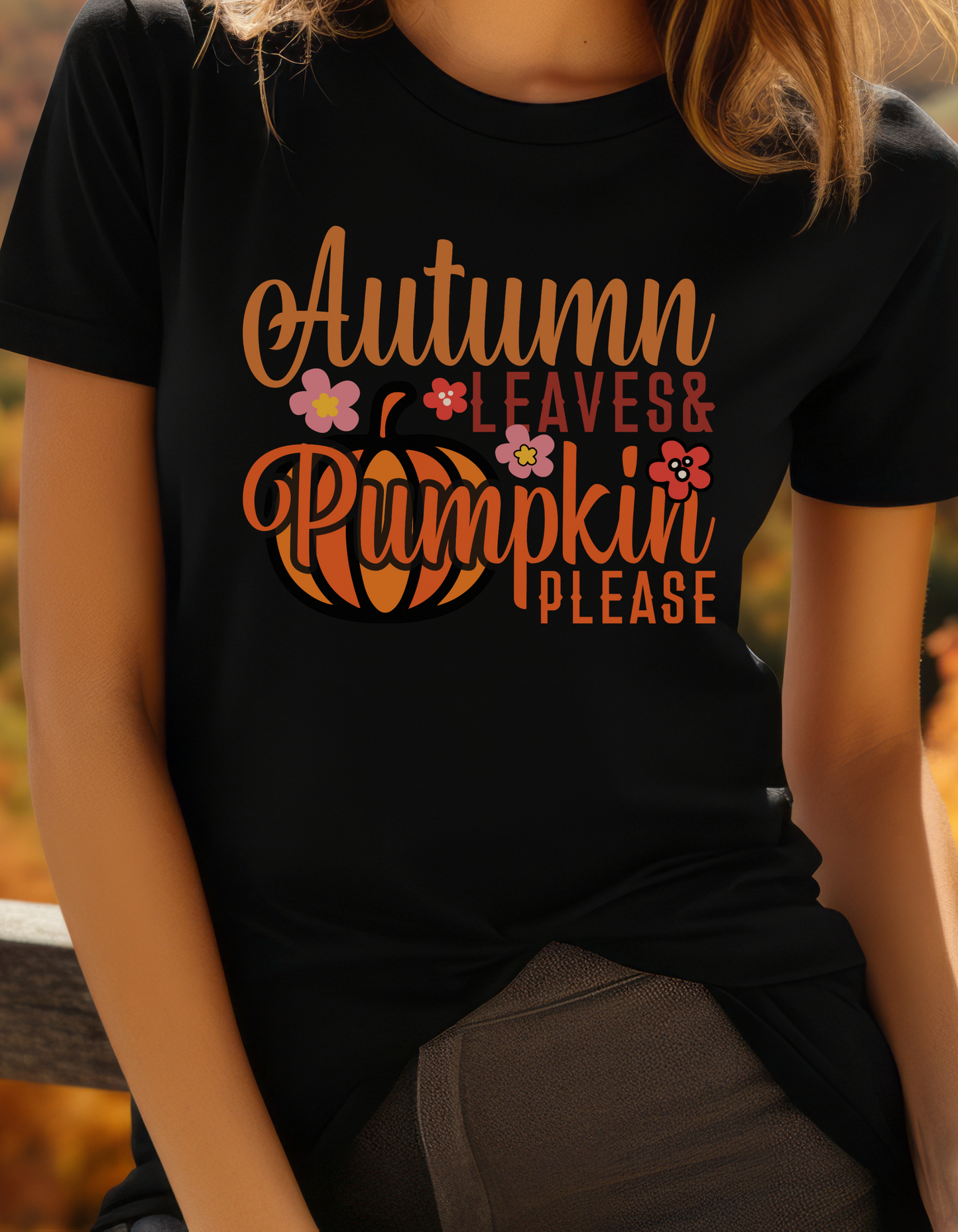 Autumn Leaves & Pumpkin Please T-Shirt