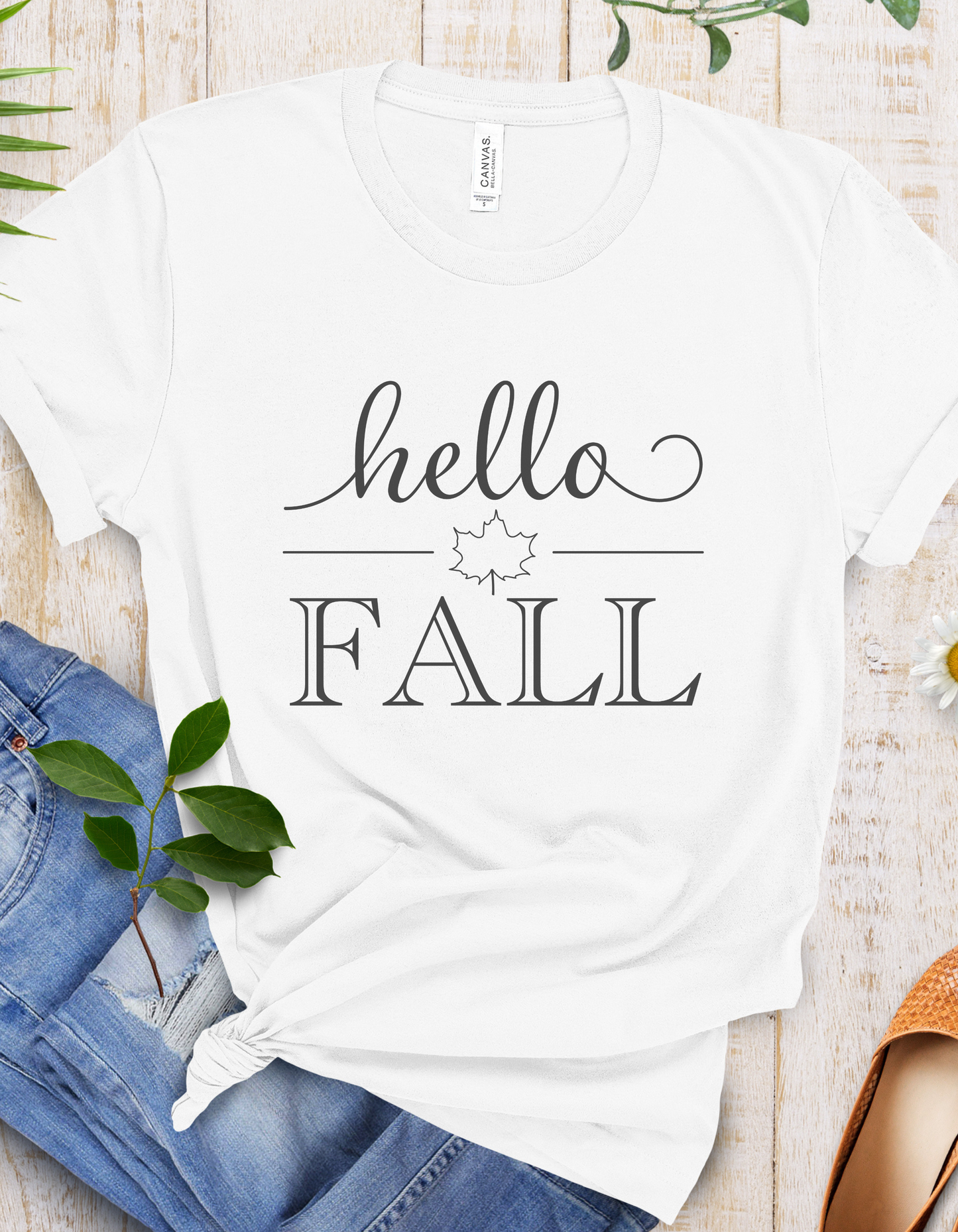 Hello Fall leaf Short Sleeve Tee