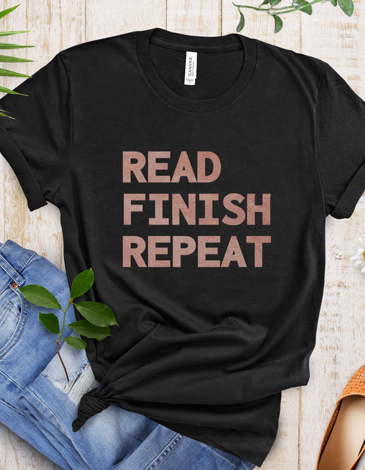 Pink Read Finish Repeat T-shirt