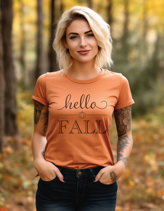 Hello Fall leaf Short Sleeve Tee