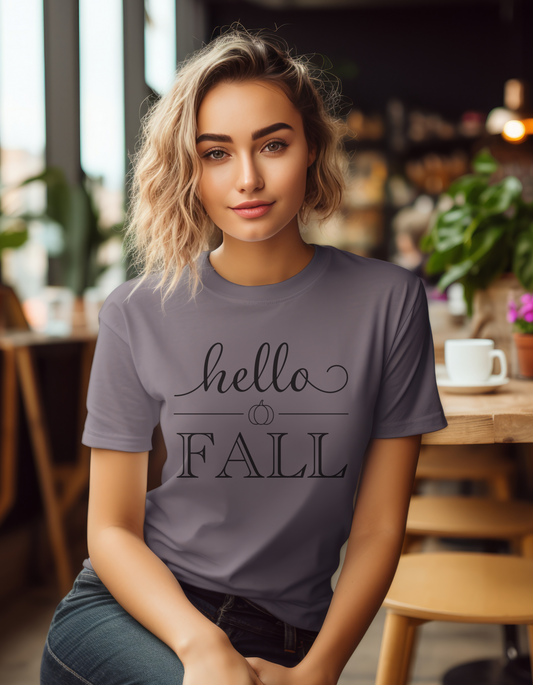 Hello Fall Pumpkin Short Sleeve Tee